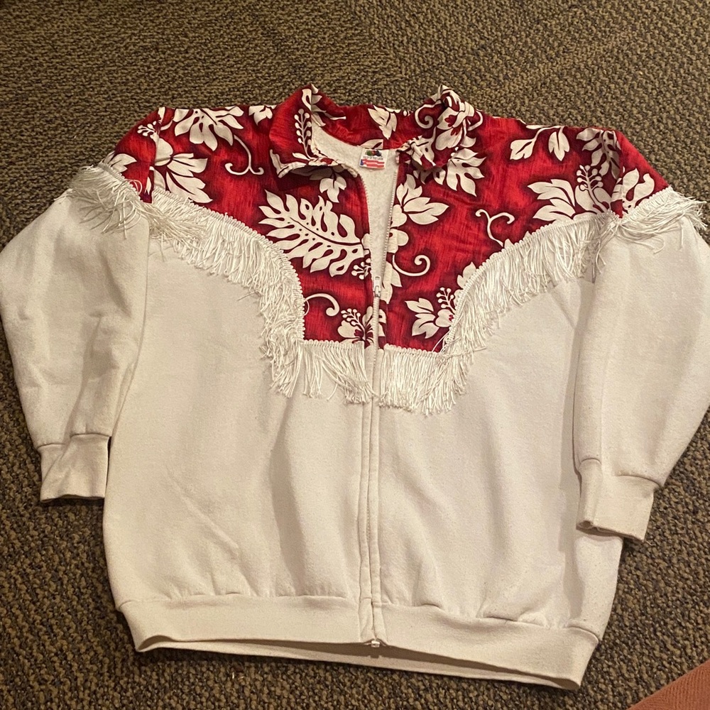 Fruit of the Loom Floral Red and White Bomber Jacket
